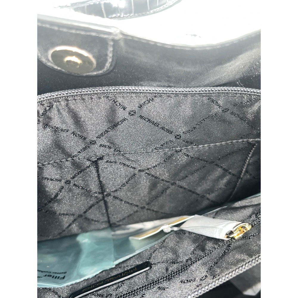 Michael Kors Emilia Large EW Tote Bag Black Trim Canvas Designer Purse - Picture 7 of 9